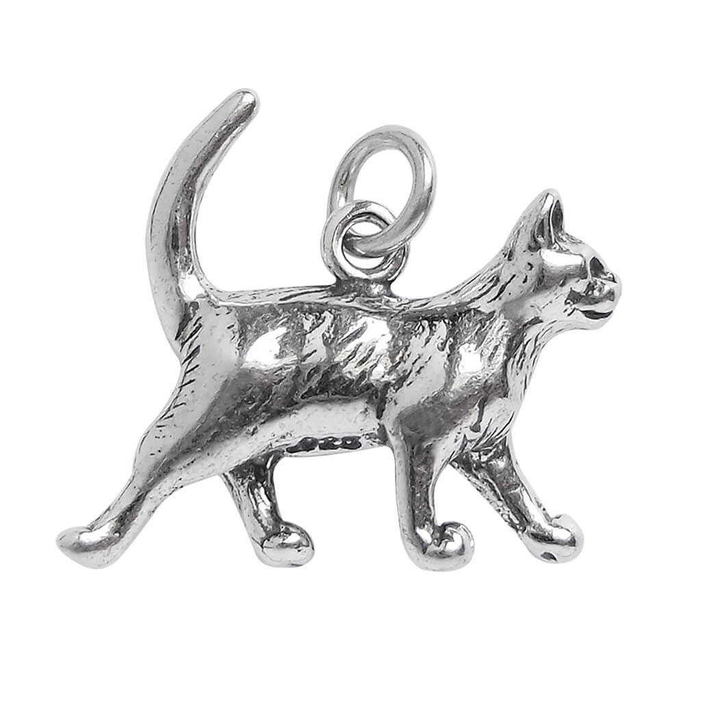 10pcs/lot Cat charms Antique silver tone Hollow out cat Pendants DIY for  jewelry making 21x36mm