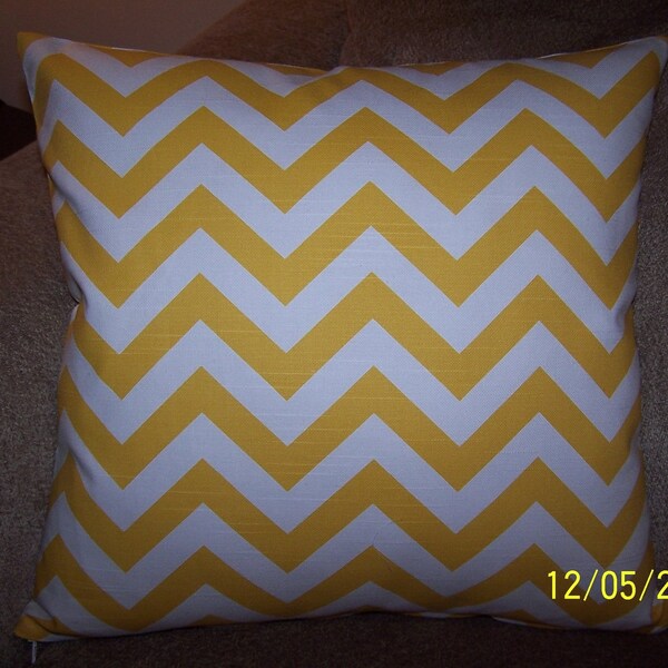 One Yellow and White Zig Zag 16X16Pillow Cover Zipper closures