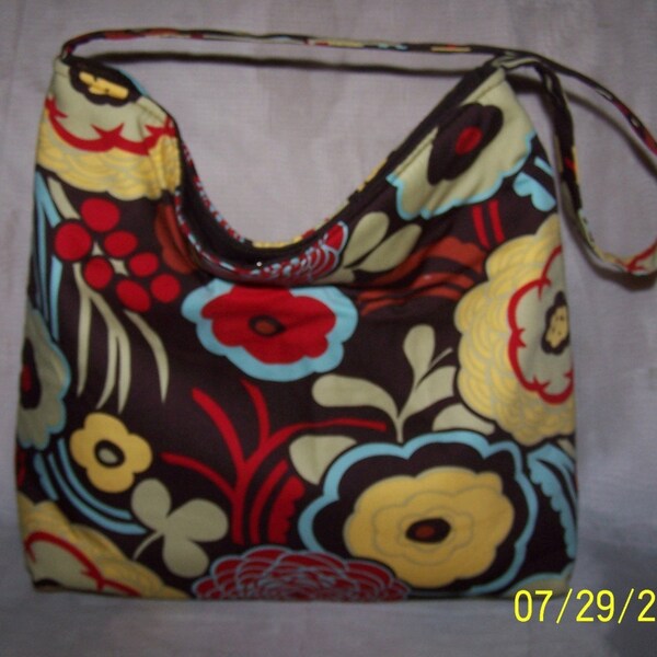 Alexander Henry Chocolate Mocca Floral Slouch Bag   