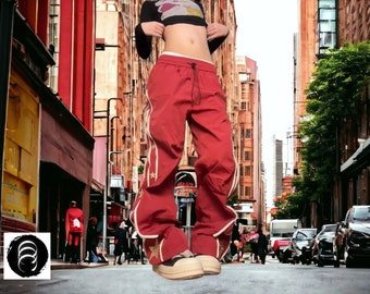 Women's Red Sweatpants | Street Wear Fashion | Baggy Oversized Jogger