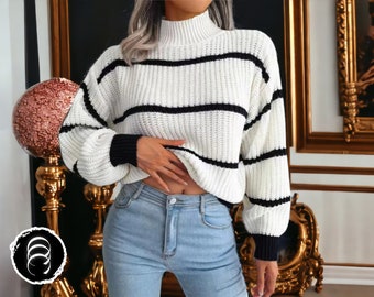 Pullover Stripe Sweater | Long Sleeve Clothing | Streetwear Fashion | One Size
