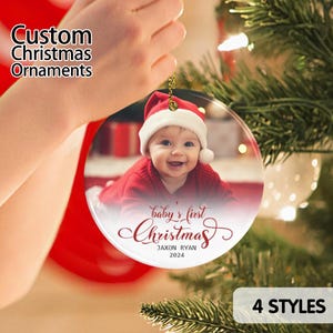 Kerstornamenten, 2024 aangepaste kerstornament, fotoornament, fotoornament, familiefotoornament, foto ornament huisdier, kerstcadeau