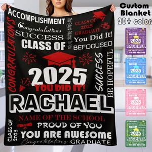 Custom Name Graduation Blanket: Class of 2026, Personalized Text