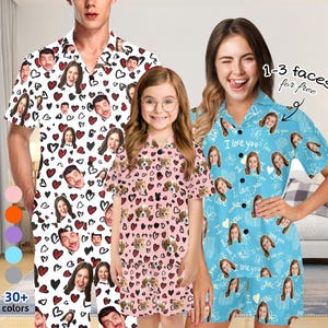 Custom Face Pajama Set: Personalized Photo Matching Family Short Sleeve Pajama