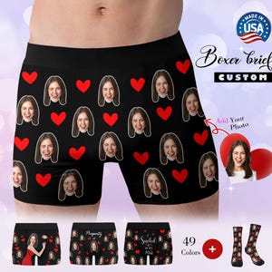 Gepersonaliseerd ondergoed voor mannen, aangepaste boxershorts met afbeelding, ondergoed met foto, gepersonaliseerde sokken, gezicht op sokken, cadeau vriend echtgenoot
