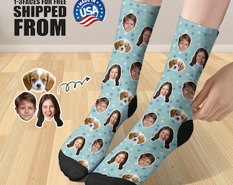 Custom Face Socks with Face, Personalized Family Photo Socks, Print Socks with face,Funny Sock Birthday Gifts for Men Women, Gift for Father