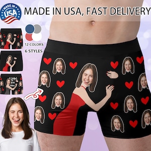 Boxer personalizado com rosto para namorado/marido, cuecas boxer personalizadas, roupa íntima masculina personalizada, presente de aniversário/Natal/Dia dos Pais