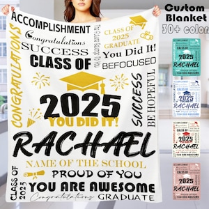Custom Blanket with Name& School Name, Personalized 2025 Graduation Blanket Gift, Custom High School Graduate Gift, Graduation Keepsake 2025