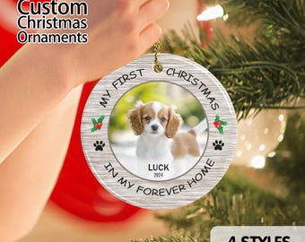 Personalized Dog Ornament with Photo & Name, Dog Cat Christmas Ornament, Custom Pet Ornament, Pet Memorial Ornament, Gift for Pet Lovers