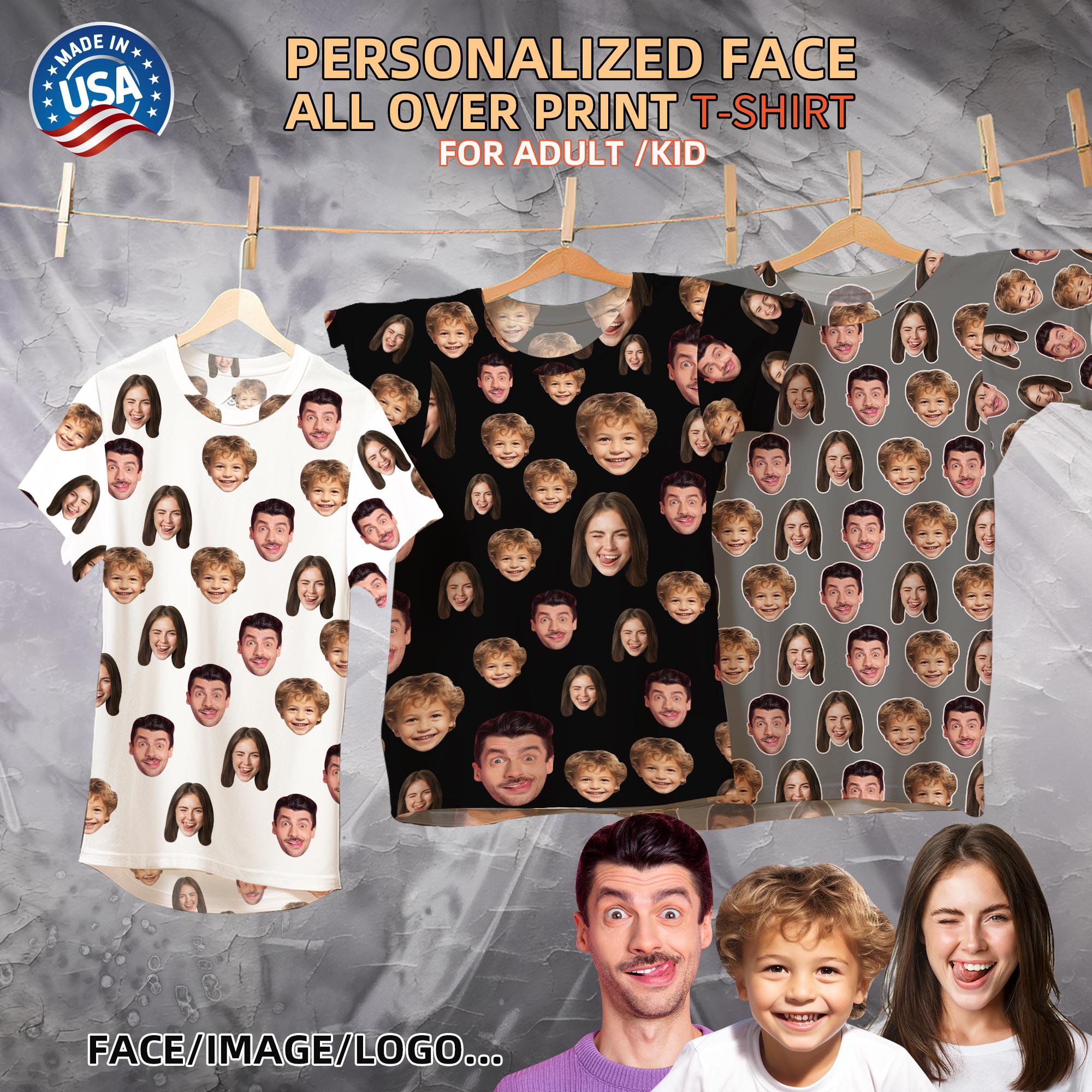 Custom T-Shirt with Faces, Personalized Tee Shirts for Men Women Kids, Family Tshirt with Faces, Kids/Pets/Human Face T-shirt, Birthday Gift