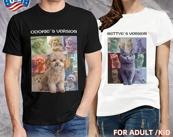 Custom Version Photo Collage T-shirt, Custom Pet Photos Shirt, Picture Collage Tee, Customizable T-shirt for Husband Wife, Gift for Dad Mom
