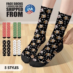 Custom Face Socks, Photo Socks Custom Designs Personalized, Custom Christmas&#39;s Day Gift for Family, Funny Dog Lover Socks, Father&#39;s day gift