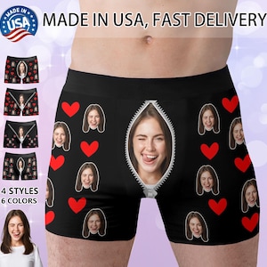 Custom Men Boxer Briefs, Print Zipper Underwear with Face, Funny Underwear Men, Custom Boxer Briefs with Photo for Men, Gift for Husband