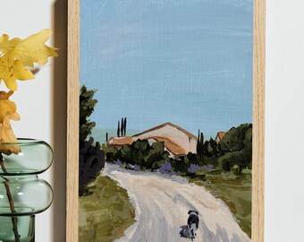 South of France Postcard, Lacoste, Maison Basse, Dog, Fine Art Print, Wall Decor