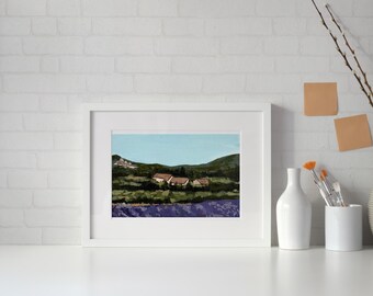 South of France Postcard, Lavender Field, Provence, Fine Art Print, Wall Decor