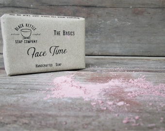 Savon à l’argile rose biologique FACE TIME-Savon fait à la main-Savon à la noix de coco-Savon sans palme