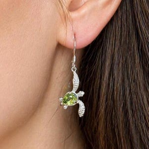 Peridot Earrings - Waterproof Earrings - Turtle Earrings - Gift Ready Shell Box