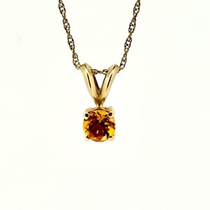 14k Yellow Gold Round Citrine Pendant, November Birthstone, Citrine Necklace, Birthday Gift for Her, For mom, Anniversary Gift, Money Stone