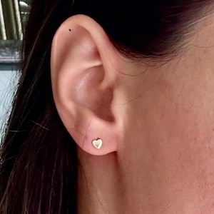 Minimalist Earrings Dainty Golden Heart Stud Heart Earrings 925 Sterling Silver 14k Gold Plated Gift for Her Gift for Girlfriend