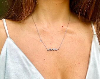 Hawaiian Blue Topaz Wave Necklace 925 Sterling Silver Tarnish Free With Shell Charm Birthday Gift For Her Dainty Necklace for Mom Oceanlover