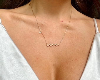 Hawaiian Wave Necklace 925 Sterling Silver Tarnish Free with Cute Shell Charms Oceanlover Gift for Her Gold Necklace Bridesmaid Beach Gift