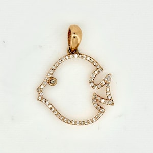 14K Rose Gold Fish Pendant, Fish Necklace Diamond Necklace Diamond Pendant Birthday Gift For Her For mom Anniversary Gift Christmas Gift