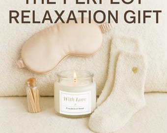 Caja de regalo con vela de soja personalizada / Set de spa de autocuidado