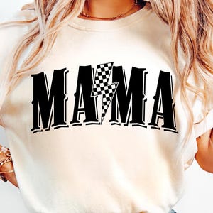 Mama Lightning Bolt SVG PNG, Mama Svg Png, Mom Life Png, Mama Sublimation, Vintage Checkered Lightning Bolt