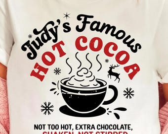 Judy's warme chocolademelk png, Judy's beroemde warme chocolademelk png, grappig citaat van kerst warme chocolademelk, feestelijke warme chocolademelk