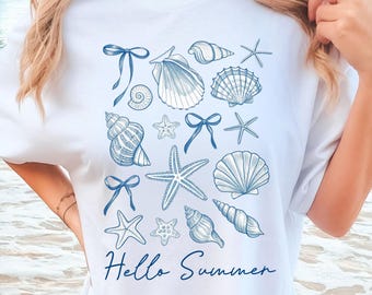 Coquette Seashell PNG, Summer Beach Shirt Png, Vintage Summer Png, Girls Trip Png, Hello Summer Png, Summer Vibes Png