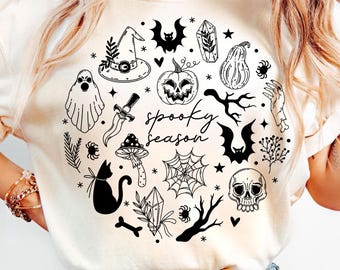 Spooky Season Png Svg, Halloween Ghost Coquette Png, Cute Boo Ghost Png, Witchy Vibes Png, Preppy Halloween Pumpkin Png