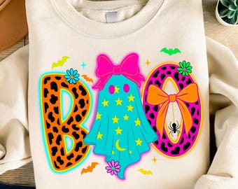 Lace Neon Halloween Boo Png, Halloween Ghost Neon Png, Cute Boo Ghost Coquette Png, Funny Halloween Png, Neon Boo Halloween