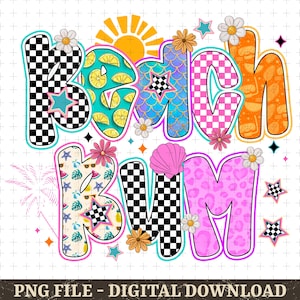 Preppy Beach Bum Png, Bright Summer Png Design, Colorful Summer Design Png, Vacation Png, Beach Png, Sun Png
