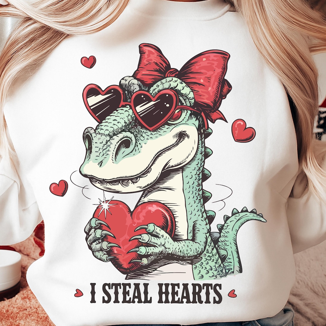 I Steal Hearts Png, Funny Valentine Alligator Love Cute Valentine