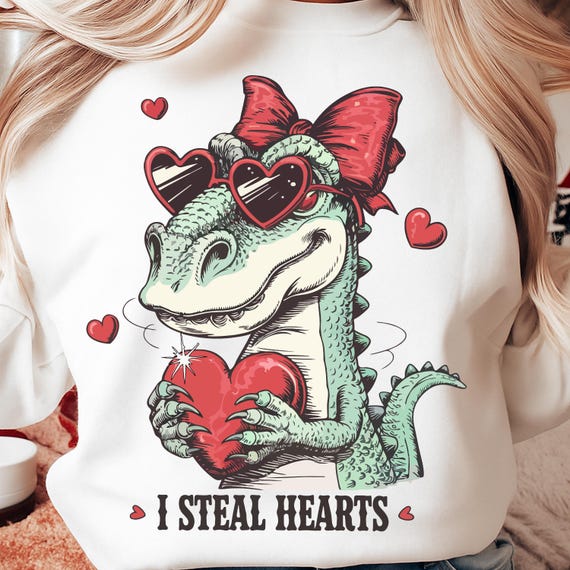 I Steal Hearts Png, Funny Valentine Alligator Love Cute Valentine