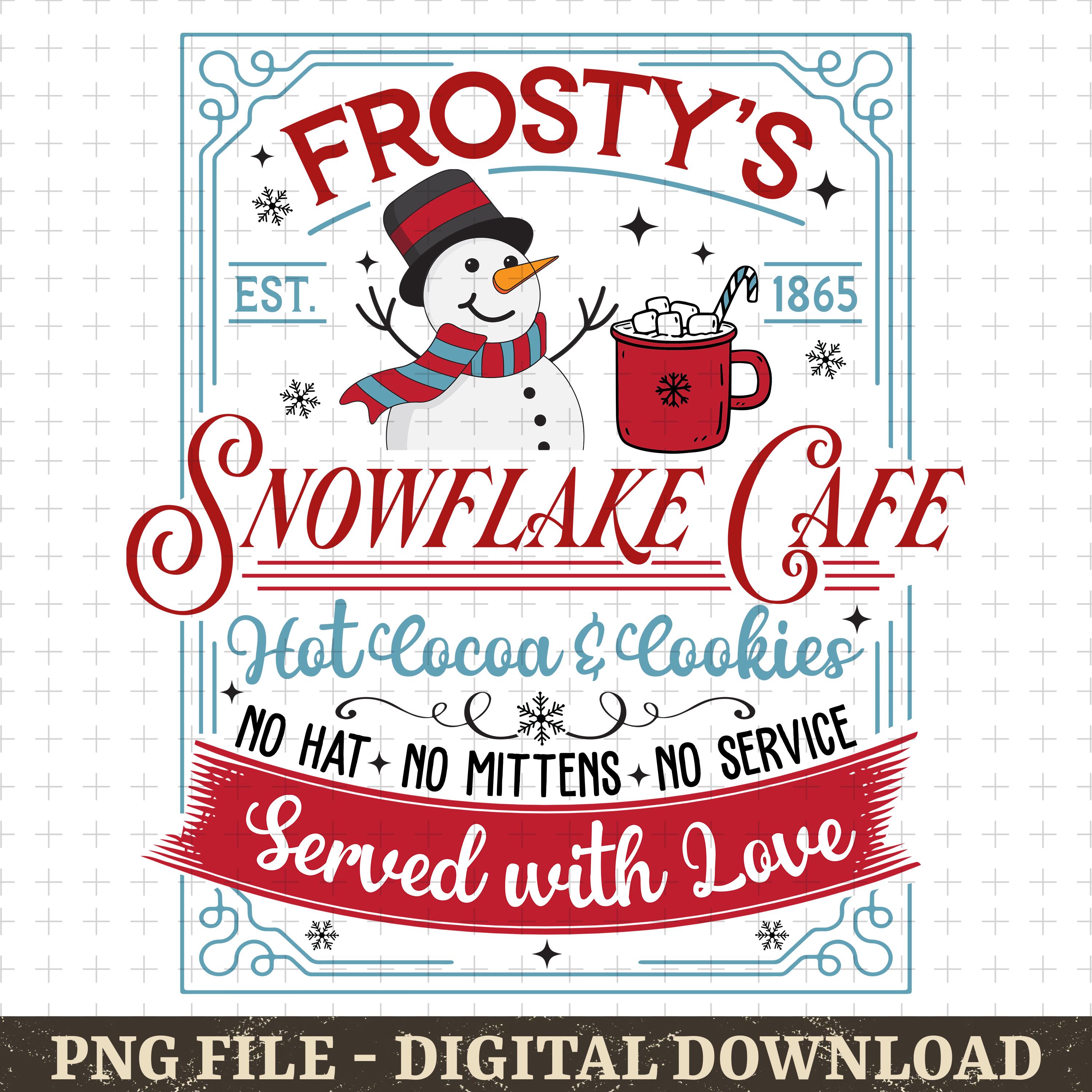 Frosty's Snowflake Cafe Png, Hot Cocoa and Cookie, Christmas Party Png ...