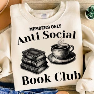 Anti Social Book Club Png Svg, Introverted Reader Sublimation, Bookish Shirt Design, Retro Wavy Book Lover Digital Download