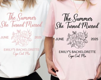Custom Bachelorette Png, The Summer She Turned Married Png, Elegant Bachelorette Party Shirt Design, Bridesmaid Gift, Wedding Party Png