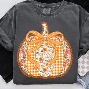 Preppy Fall Pumpkin Lace Png, Coquette Fall Png, Shabby Chic Cottage Core Ditsy Flowers Fall Png, Autumn Png, Girly Floral Fall Png