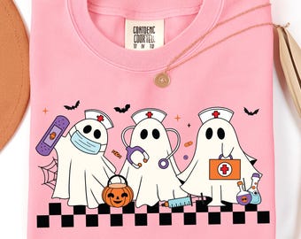 Preppy sjuksköterska Halloween png sublimering, kuslig sjukvårdspersonal png, spöksjuksköterska png, rolig sjuksköterska png, söt spöke png, omvårdnad png