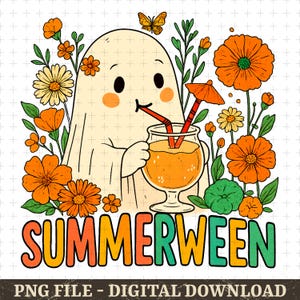 Ghost Summer Halloween Png, Funny Summer Halloween Png,Vintage Summer Png, Halloween Cocktail Summer Png, Cute Spooky Season