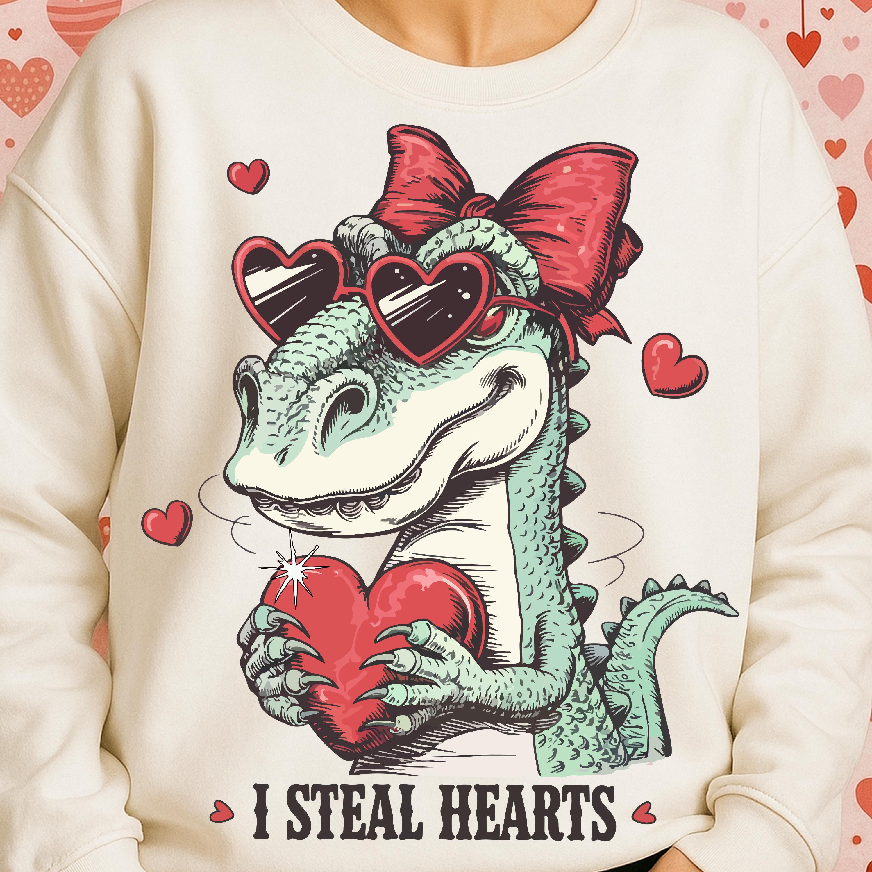I Steal Hearts Png, Funny Valentine Alligator Love Cute Valentine