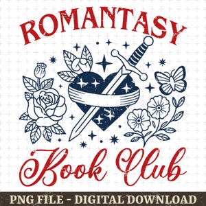 Romantasy Book Club Png, Magiczny projekt książkowy, Prezent dla dziewczyny z BookTok, Projekt koszulki dla czytelnika retro, Projekt dla nerdów książkowych, Romantasy Svg.