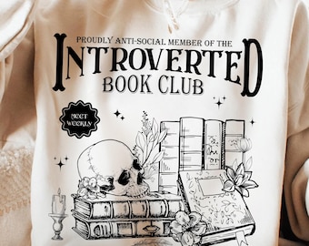 Clube do Livro Introvertido PNG Svg, Leitor de Romance Svg, Amante de Livros Antissocial, Design de Camiseta Vintage para Leitura, Rato de Biblioteca, Bibliófilos