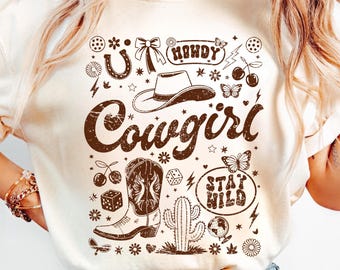 Retro Western Cowgirl Collage Png Svg, Howdy Western Png, Stay Wild Cowgirl Png, Howdy Png, Western Stay Wild Country Girl