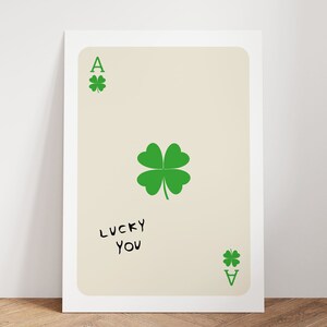 Stampa alla moda Asso di cuori Lucky You Poster Arte murale retrò alla moda Stampa estetica retrò alla moda Poster di carte da gioco Decorazione per la stanza Preppy y2k