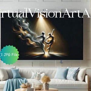 Dynamic Dancers Abstract Art for Samsung Frame TV - Instant Download, Vibrant Figures in Gold & Silver Colors JPG, Enliven Your Space, Dance