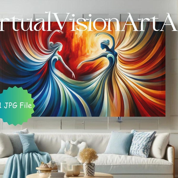 Vibrant Dancers Abstract Art for Samsung Frame TV - Instant Download, Dynamic Figures in Bold Colors JPG, Enliven Your Space, Dance & Color