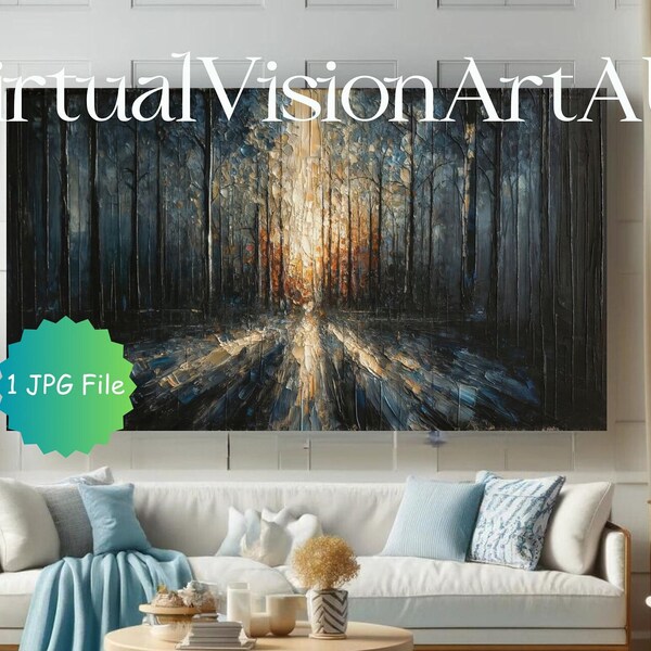 Enchanted Forest at Dusk Abstract Art, Samsung Frame TV - Instant Download, Mysterious Woods Scene JPG, Transform Your Space, Nature’s Magic