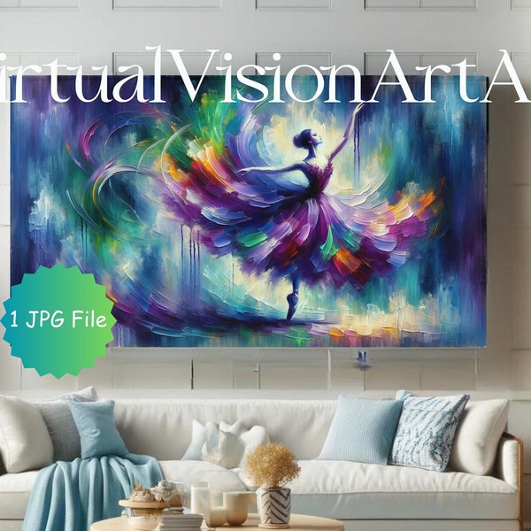 Vibrant Dancers Abstract Art for Samsung Frame TV - Instant Download, Purple Ballerina in Bold Colors JPG, Enliven Your Space, Dance & Color